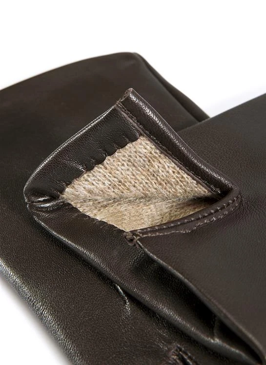 Men's Three-Point Cashmere-Lined Leather Gloves - Image 5