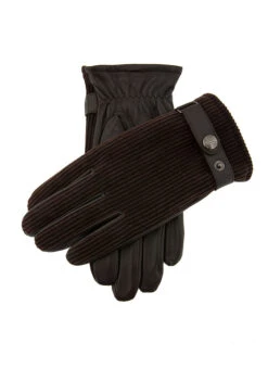 Men's Fleece-Lined Corduroy And Leather Gloves
