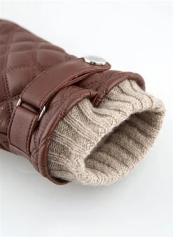 Men's Wool-Lined Quilted Leather Gloves With Knitted Cuffs -Dents 5 9053 202