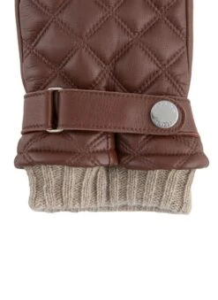 Men's Wool-Lined Quilted Leather Gloves With Knitted Cuffs -Dents 5 9053 203