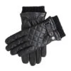 Men's Wool-Lined Quilted Leather Gloves With Knitted Cuffs