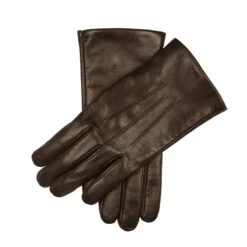 Men’s Touchscreen Three-Point Cashmere-Lined Leather Gloves -Dents 5 9199 Brown