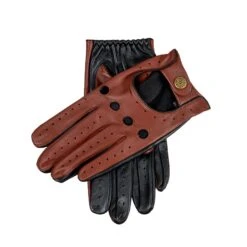 Men's Touchscreen Leather Driving Gloves -Dents 5 9200 English Tan Black