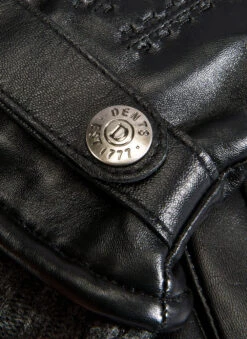 Men's Touchscreen Three-Point Wool Blend-Lined Shorter Finger Leather Gloves -Dents 5 9204 Black 1