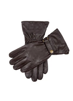 Men’s Touchscreen Water-Resistant Lined Goatskin Leather Gauntlet Gloves