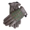 Men's Faux Fur-Lined Abraham Moon Dogtooth Tweed And Leather Gloves