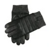 Men’s Touchscreen Water-Resistant Lined Leather Gloves With Stitch Detail