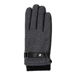 Men’s Touchscreen Lined Flannel And Leather Gloves -Dents 5 9314 Charcoal Black 2
