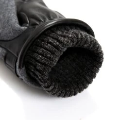 Men’s Touchscreen Lined Flannel And Leather Gloves -Dents 5 9314 Charcoal Black 8