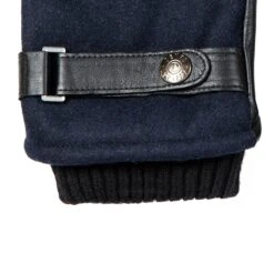 Men’s Touchscreen Lined Flannel And Leather Gloves -Dents 5 9314 Navy Black 4