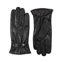 Men’s Touchscreen Lined Leather Gloves With Contrast Stitching -Dents 5 9315 Black 1