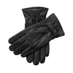 Men’s Touchscreen Lined Leather Gloves With Contrast Stitching -Dents 5 9515 Black 1