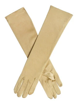 Women's Long Below-Elbow Satin Gloves -Dents 6 2102Gold