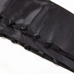 Women's Long Below-Elbow Satin Gloves With Buttons -Dents 6 2107 Black 2