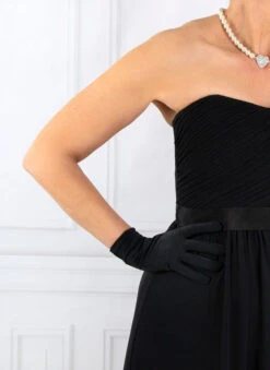 Women's Three-Point Matt Satin Gloves -Dents 6 2119 Black