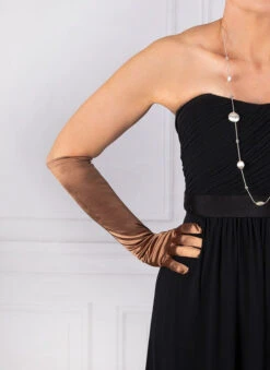 Women's Long Above-Elbow Satin Gloves 28 Women's Long Above-Elbow Satin Gloves -Dents 6 2181 bronze