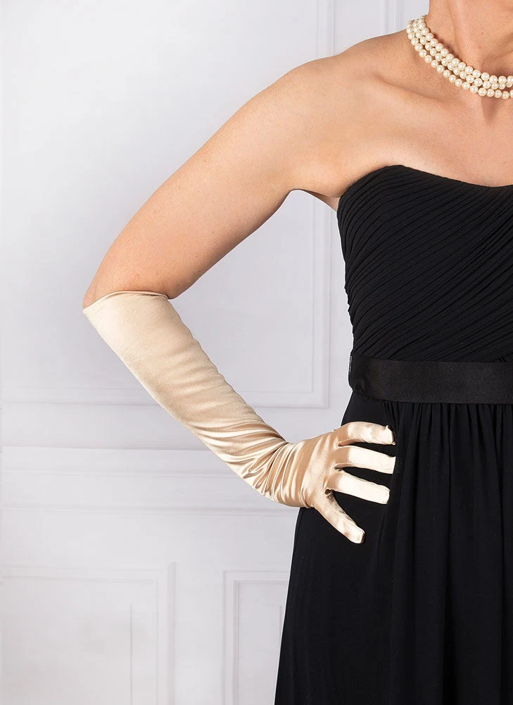 Women's Long Above-Elbow Satin Gloves 3 Women's Long Above-Elbow Satin Gloves - Image 3