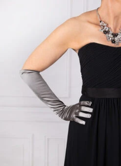 Women's Long Above-Elbow Satin Gloves 26 Women's Long Above-Elbow Satin Gloves -Dents 6 2181 pewter