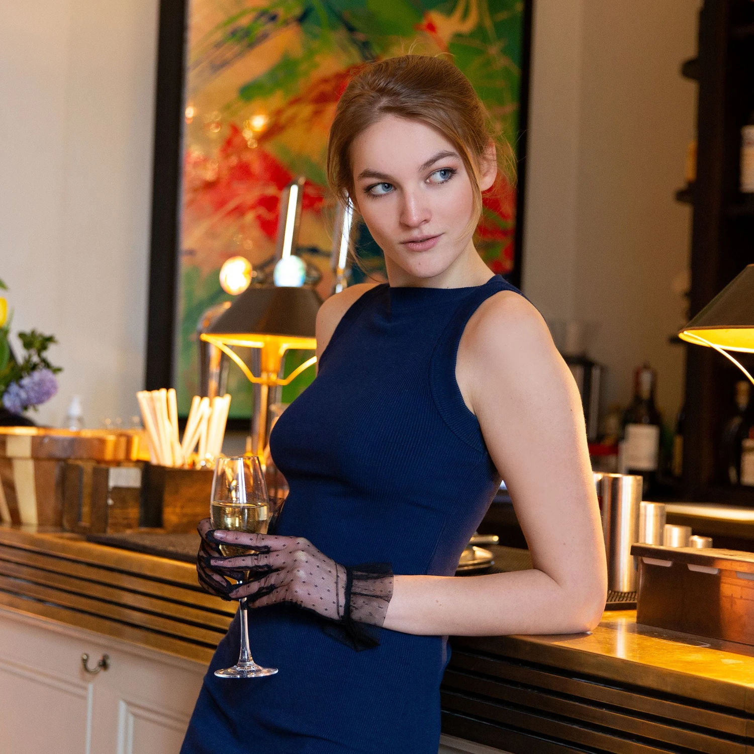 Women’s Tulle Gloves With Frilled Cuff - Image 2