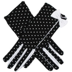 Women's Spotted Cotton Gloves With Side Bow And Trim 8 Women's Spotted Cotton Gloves With Side Bow And Trim -Dents 6 2287BlackWhite