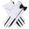Women's Spotted Cotton Gloves With Side Bow And Trim