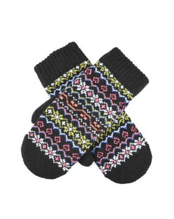 Women’s Jacquard Multi-Colour Fair Isle Knitted Mittens 6 Women’s Jacquard Multi-Colour Fair Isle Knitted Mittens -Dents 6 3266 Black