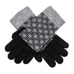 Women’s Jacquard Knitted Gloves With Hash Symbol Pattern
