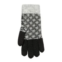 Women’s Jacquard Knitted Gloves With Hash Symbol Pattern -Dents 6 3275 Black Dove Grey 3