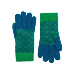 Women’s Jacquard Knitted Gloves With Hash Symbol Pattern -Dents 6 3275 Teal Emerald 1