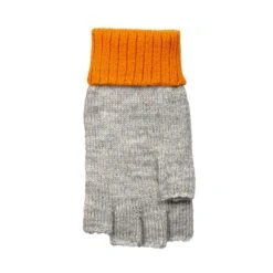 Women’s Two-Tone Fingerless Gloves With Mitten Flap -Dents 6 3276 Dove Grey Tangerine 3
