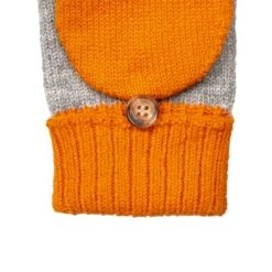 Women’s Two-Tone Fingerless Gloves With Mitten Flap -Dents 6 3276 Dove Grey Tangerine 4
