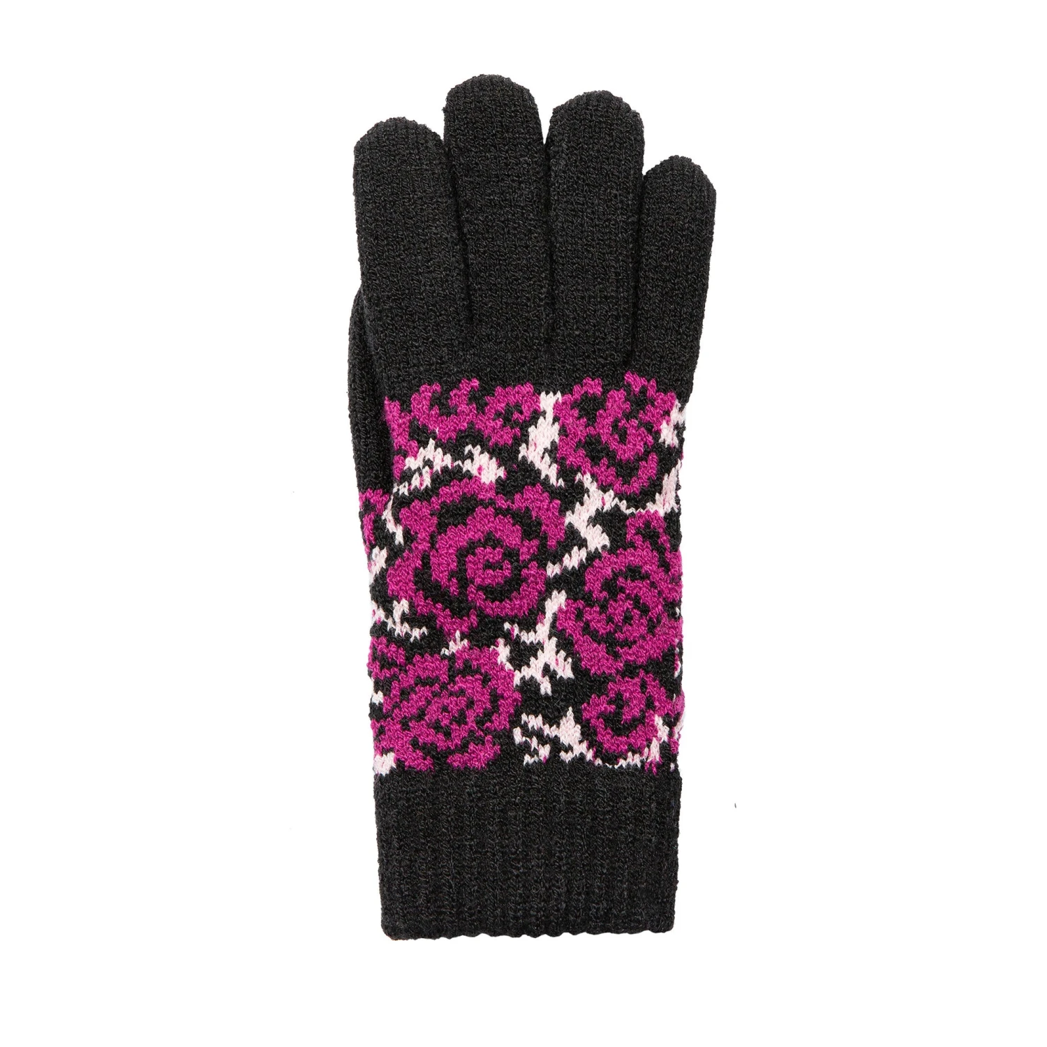 Women’s Jacquard Knitted Gloves With Rose Pattern - Image 15