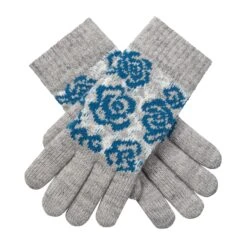 Women’s Jacquard Knitted Gloves With Rose Pattern