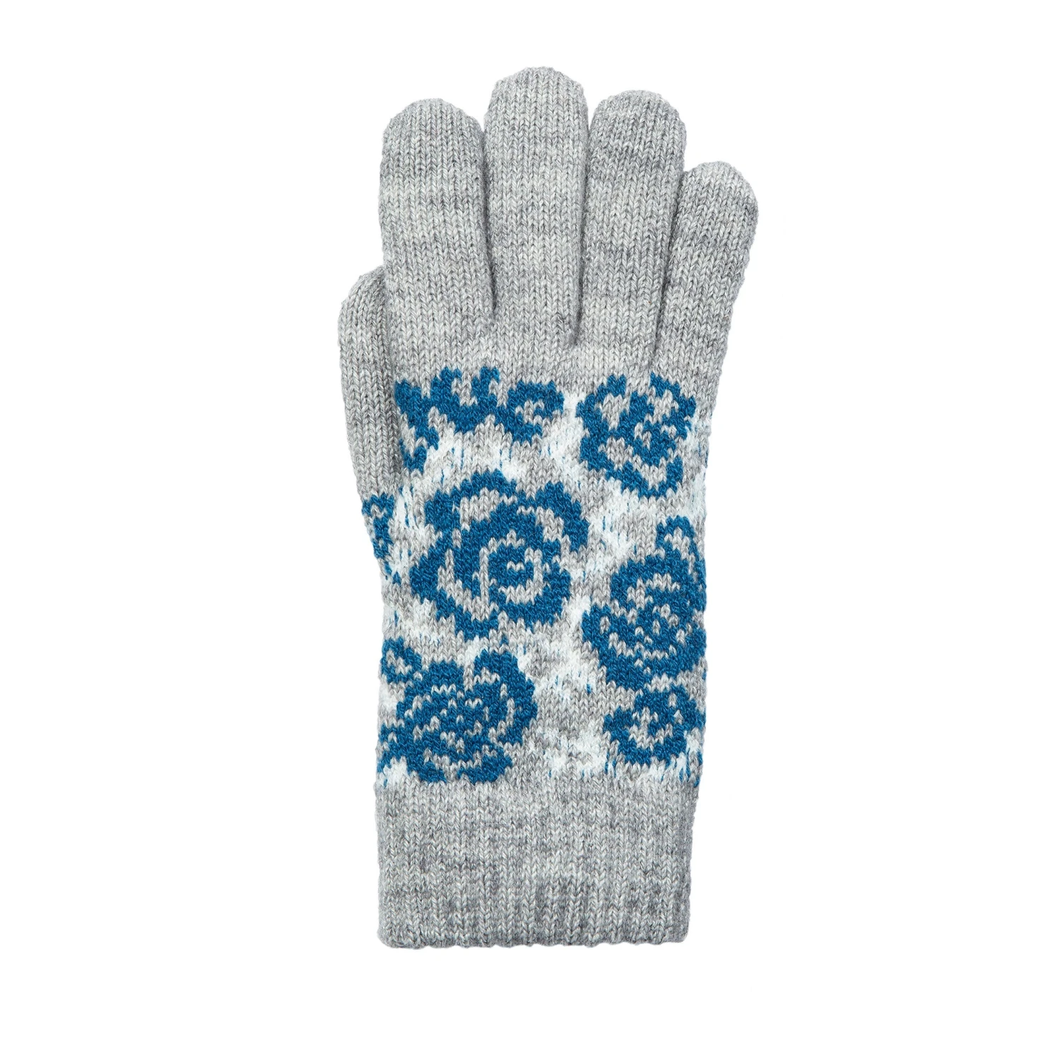 Women’s Jacquard Knitted Gloves With Rose Pattern - Image 4