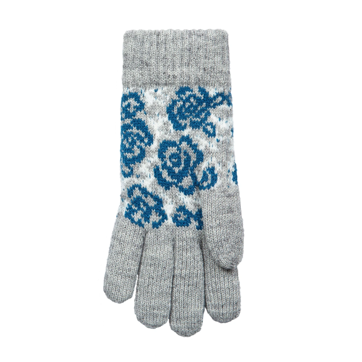 Women’s Jacquard Knitted Gloves With Rose Pattern - Image 5