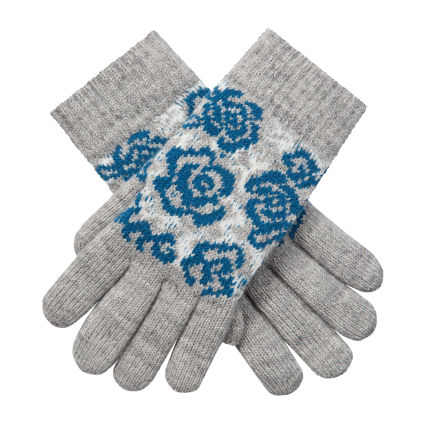 Women’s Jacquard Knitted Gloves With Rose Pattern