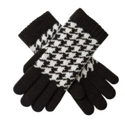 Women’s Jacquard Knitted Gloves With Dogtooth Pattern