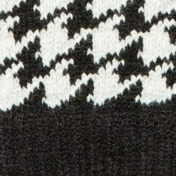 Women’s Jacquard Knitted Gloves With Dogtooth Pattern -Dents 6 3282 Black Winter White 7
