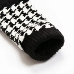 Women’s Jacquard Knitted Gloves With Dogtooth Pattern -Dents 6 3282 Black Winter White 8