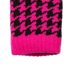 Women’s Jacquard Knitted Gloves With Dogtooth Pattern -Dents 6 3282 Fuchsia Black 4