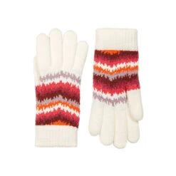 Women’s Jacquard Knitted Gloves With Contrasting Stripes -Dents 6 3283 Winter White 1
