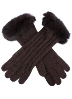 Women's Cable Knit Gloves With Fur Cuffs -Dents 6 4224 20chocolate 7b04a968 a737 4365 9f26 1280a9c64a99