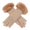 Women's Cable Knit Gloves With Fur Cuffs