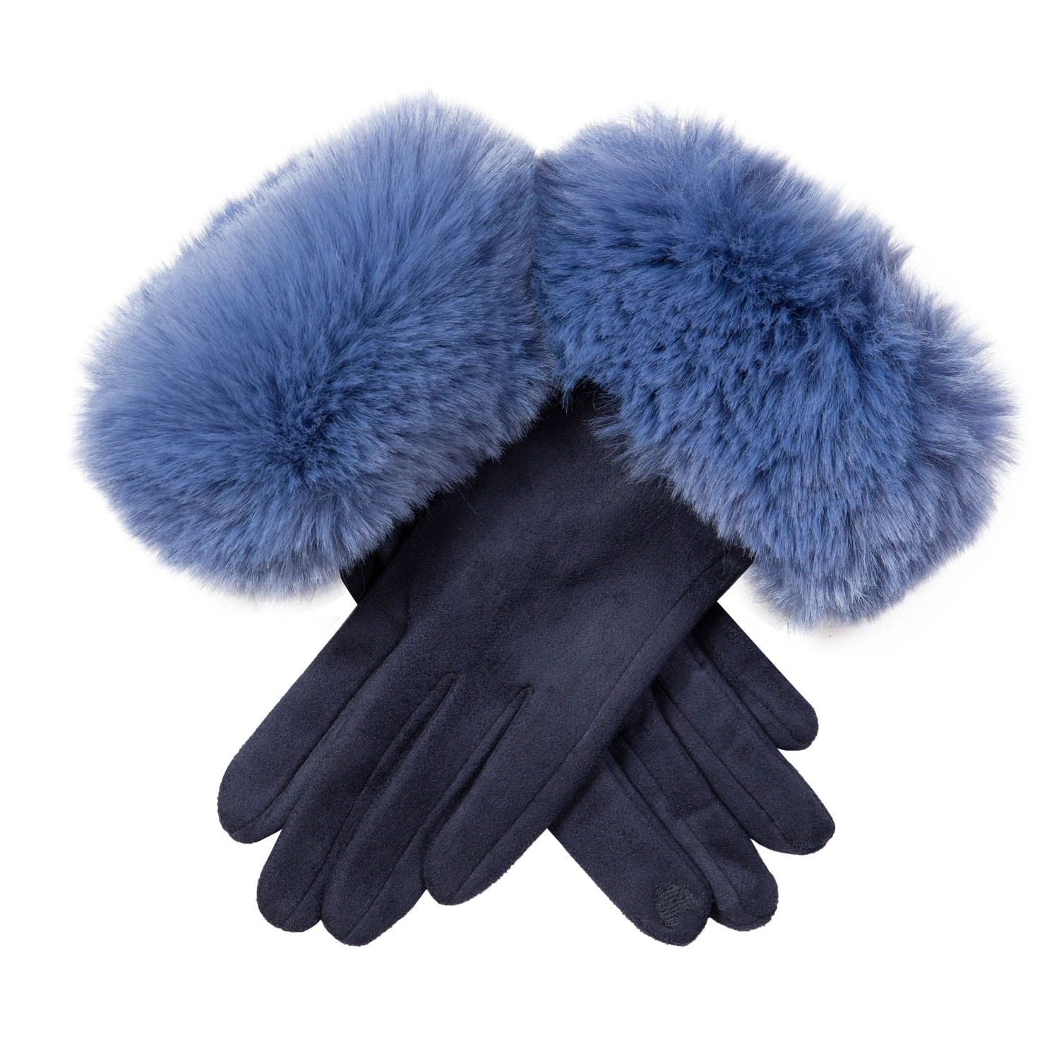 Women's Touchscreen Velour-Lined Faux Suede Gloves With Faux Fur Cuffs 15 Women's Touchscreen Velour-Lined Faux Suede Gloves With Faux Fur Cuffs - Image 15