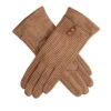 Women’s Touchscreen Velour-Lined Faux Suede Gloves With Dogtooth Print