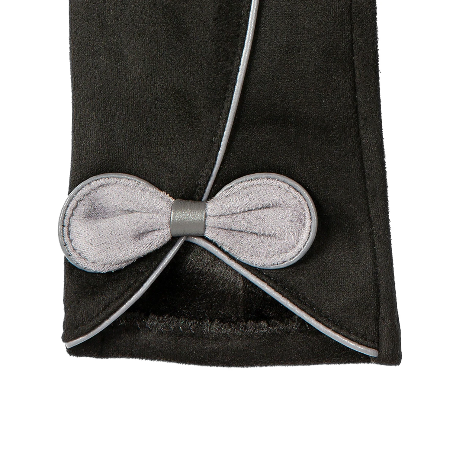 Women’s Touchscreen Velour-Lined Faux Suede Gloves With Contrast Trim And Bow - Image 16