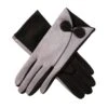 Women’s Touchscreen Velour-Lined Faux Suede Gloves With Contrast Trim And Bow