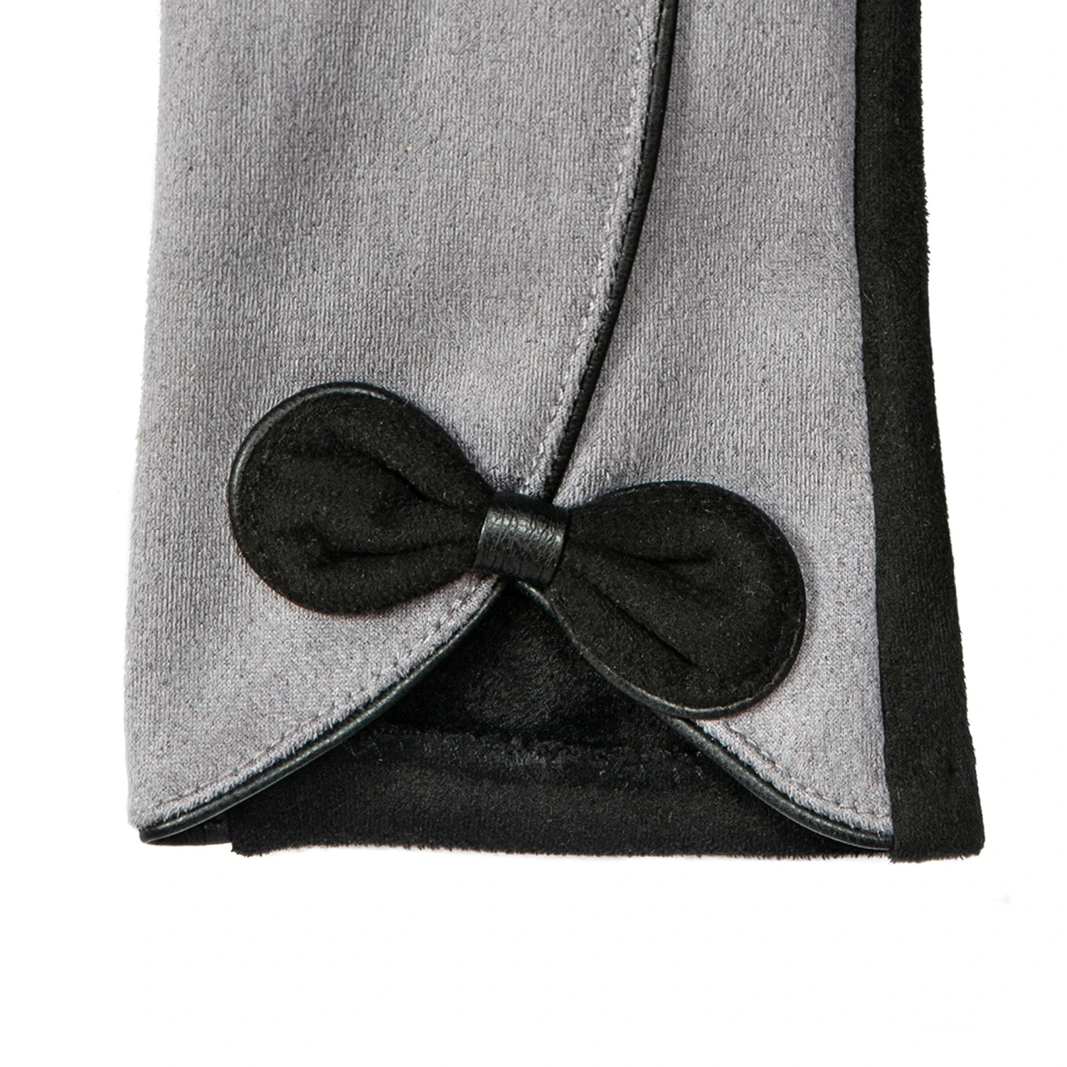 Women’s Touchscreen Velour-Lined Faux Suede Gloves With Contrast Trim And Bow - Image 6
