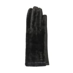 Women’s Touchscreen Velour-Lined Faux Fur And Faux Suede Gloves -Dents 6 4279 Black 2