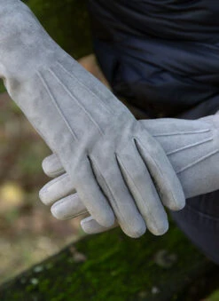 Women's Three-Point Silk-Lined Lamb Suede Gloves -Dents 7 1013 charcoal 1dd7b578 e168 48f5 9955 5174c761d4e2